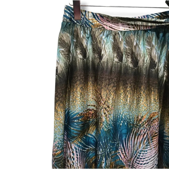 Live 4 Truth women's multicolor peacock print side tie a-line midi skirt Medium - Picture 2 of 9